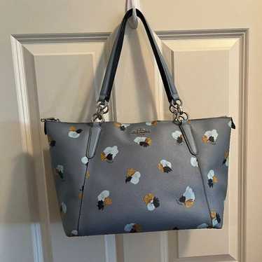 Coach Tote Beautiful Blue with Floral Design