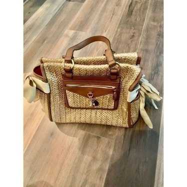 Juicy Couture daydream Brown velour satchel beige cheapest embroidery black leather trims