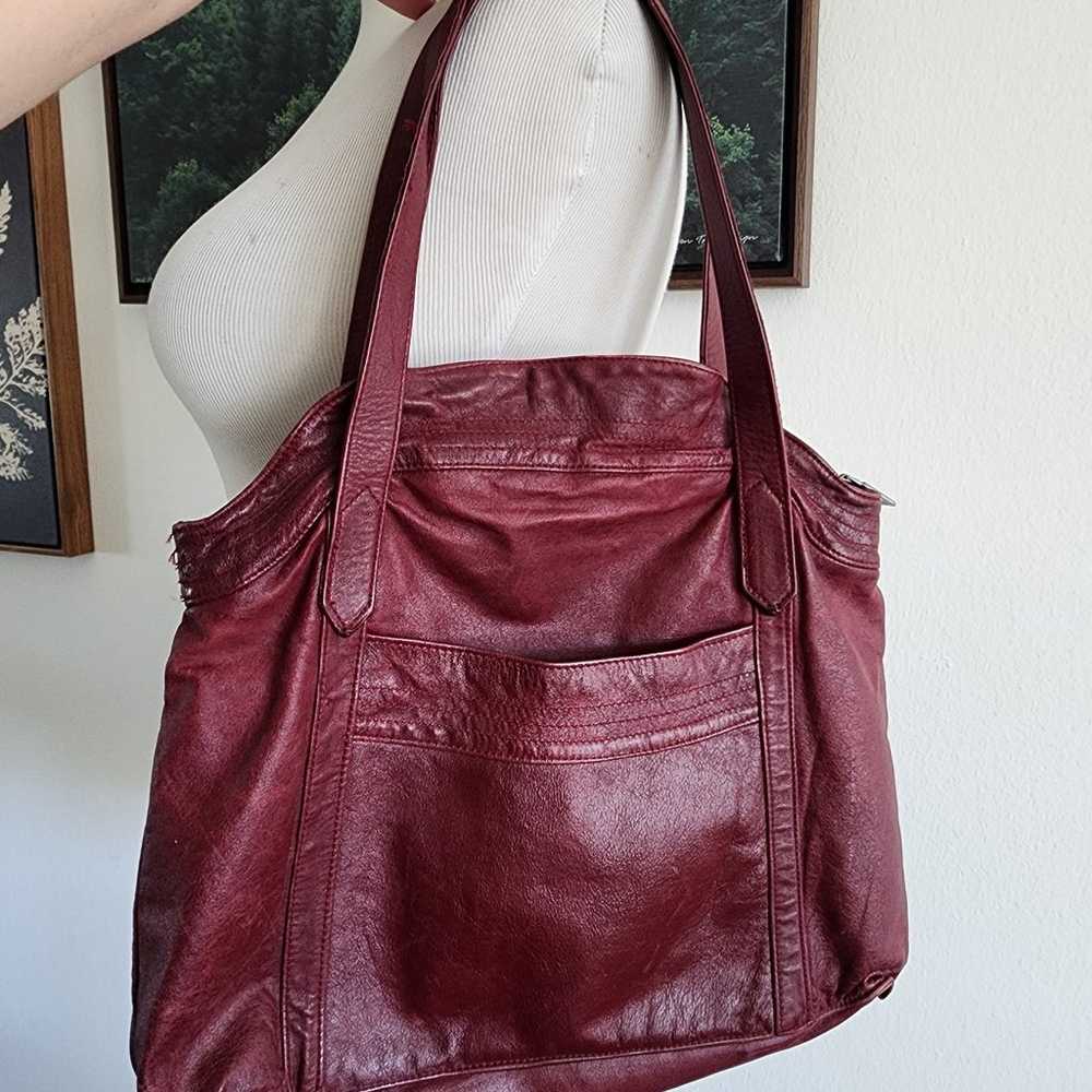 Vintage Women's Burgundy Red Shoulder Bag Purse T… - image 1