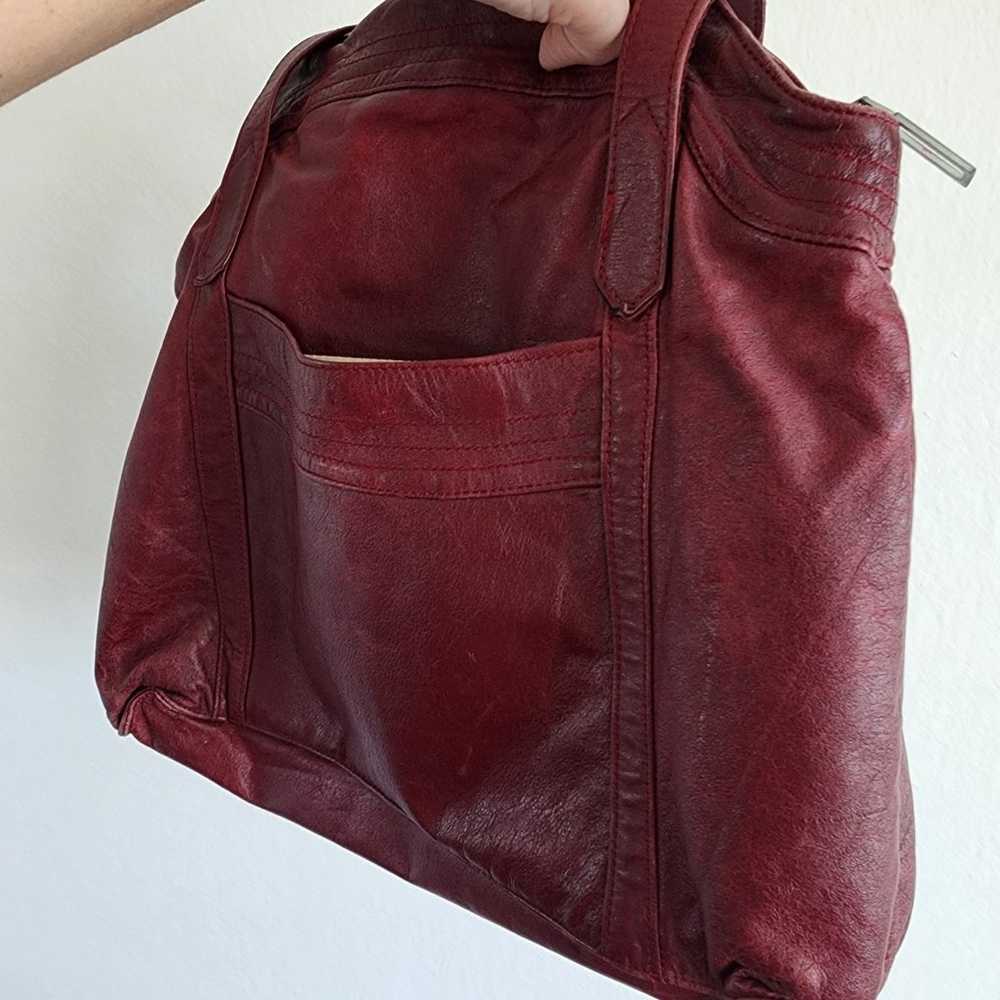 Vintage Women's Burgundy Red Shoulder Bag Purse T… - image 6