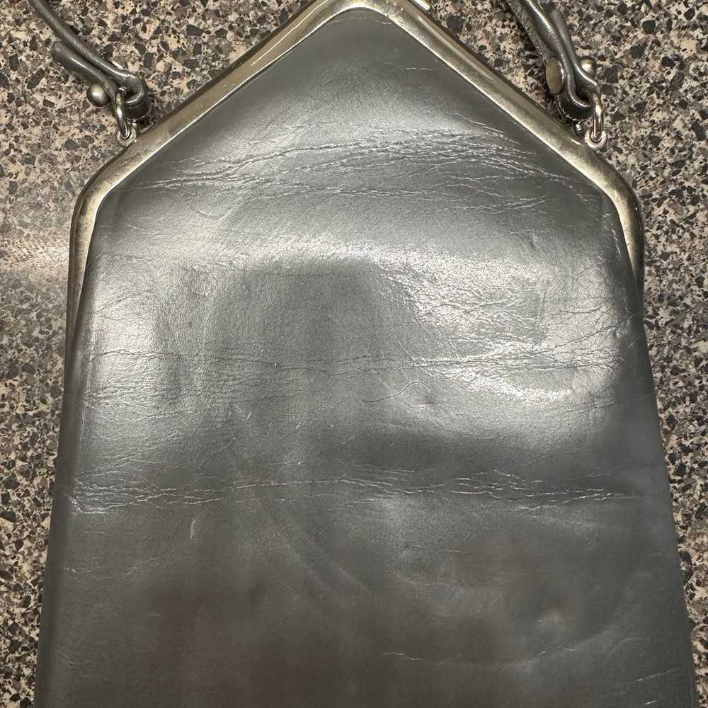 Stunning 1950’s Nicholas Reich Silver Leather Bag - image 4