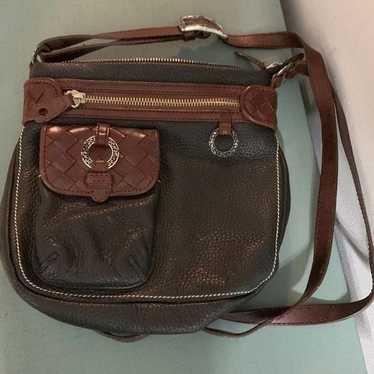 Brighton brown/ black leather crossbody purse vint