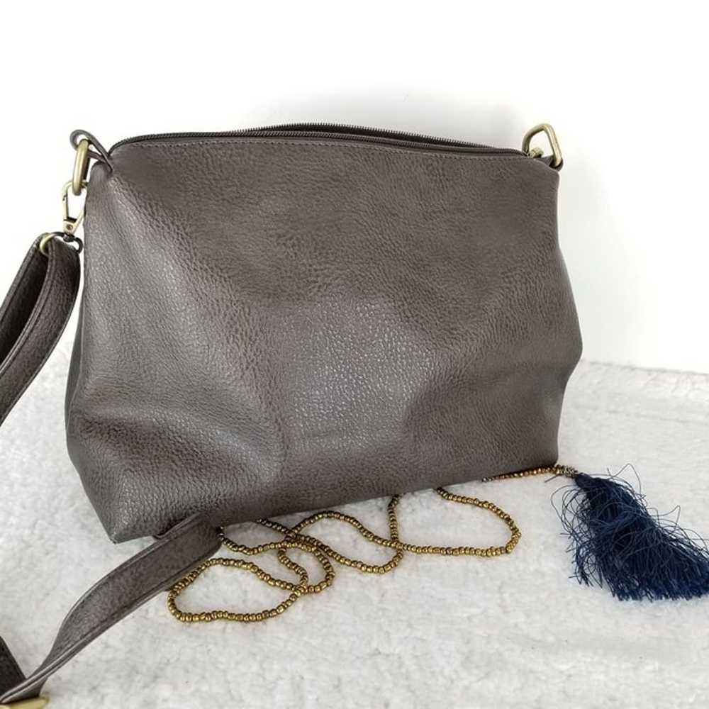 Vintage Joy Susan Vegan Leather Grey Crossbody Ba… - image 1