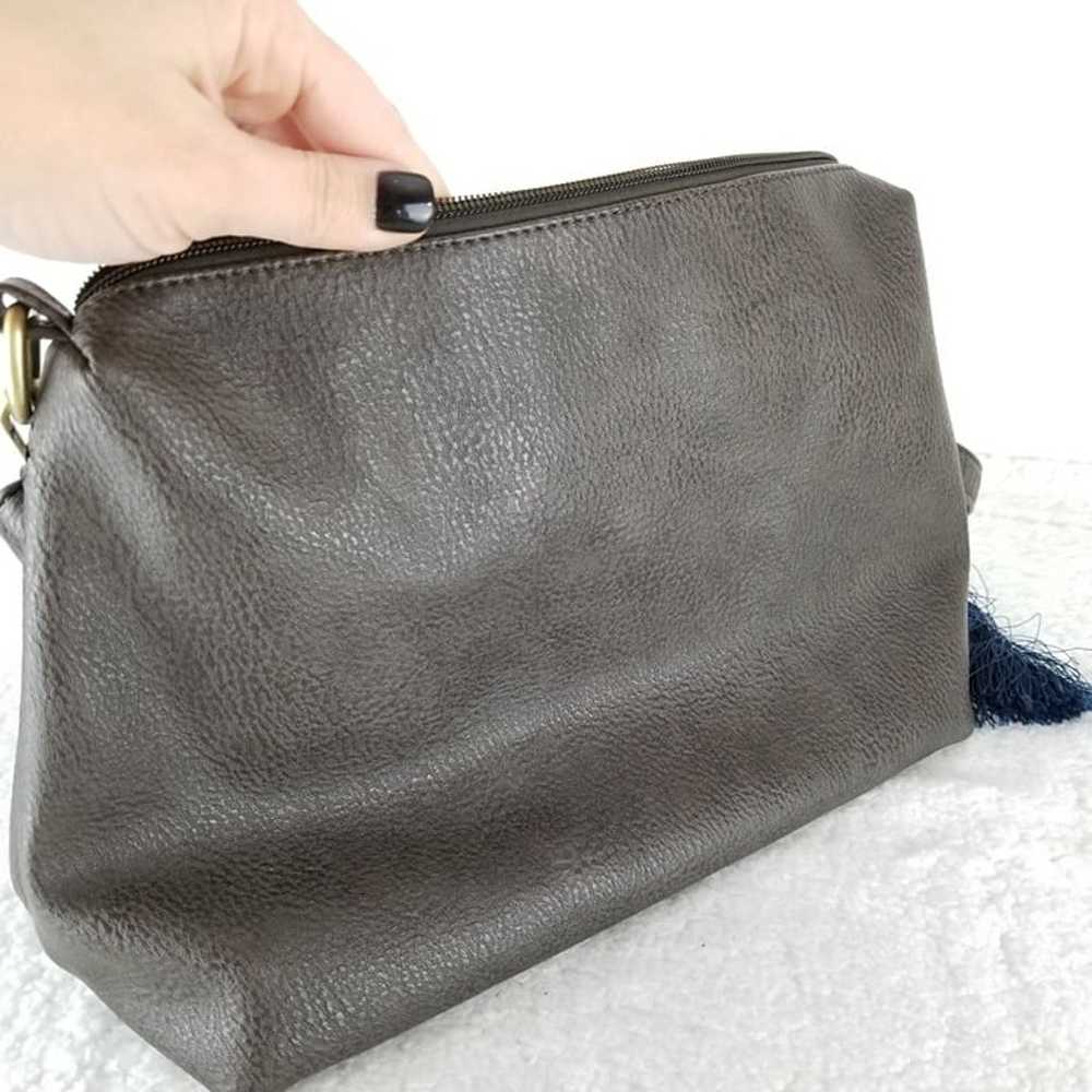 Vintage Joy Susan Vegan Leather Grey Crossbody Ba… - image 2