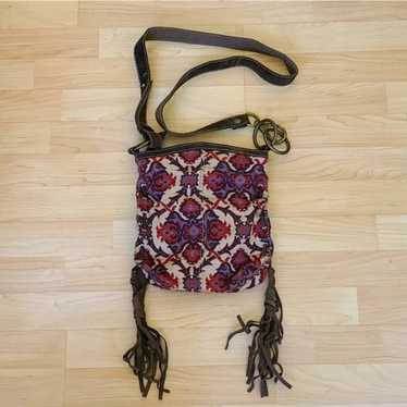 Vintage Lucky Brand Red/Brown Crossbody Bag 9 1/2"