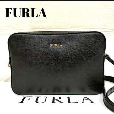 FURLA Lily XL Black Leather Shoulder Bag Camera Ba