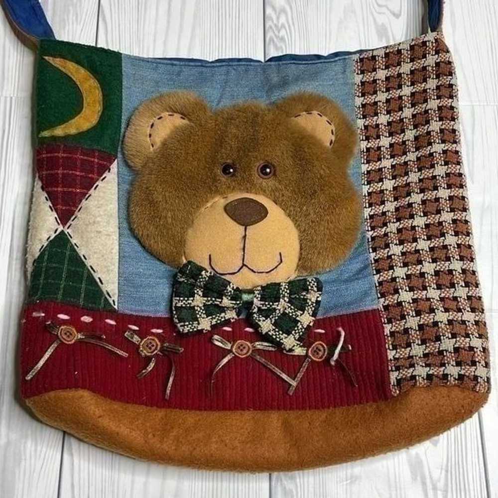 Y2K Vintage Teddy Bear patchwork Cross Body Purse - image 2