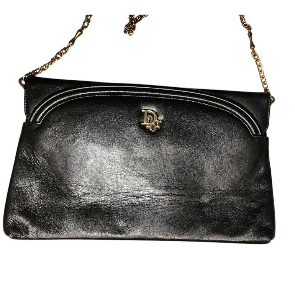 Christian Dior Vintage Black Leather Shoulder Bag - image 2