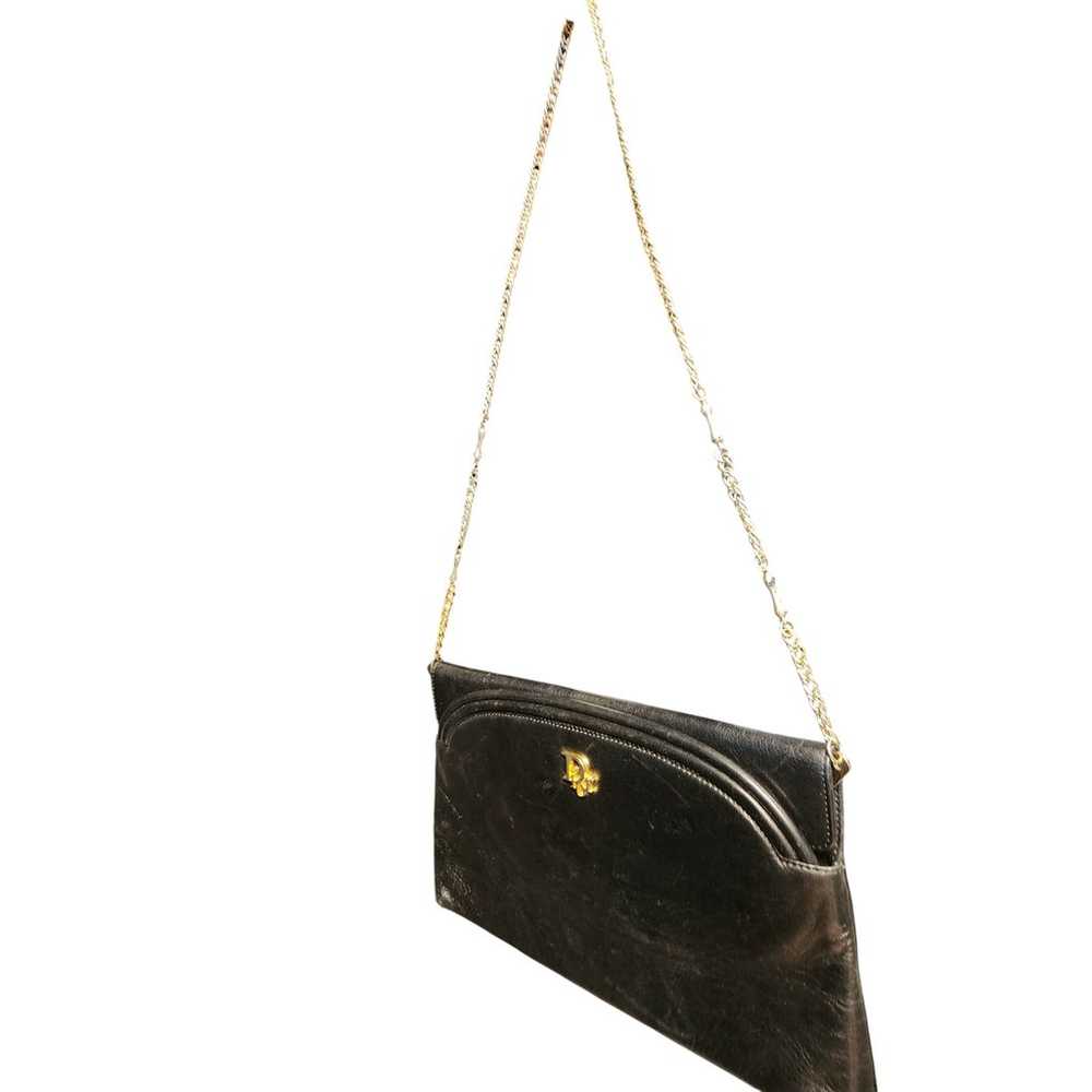 Christian Dior Vintage Black Leather Shoulder Bag - image 4