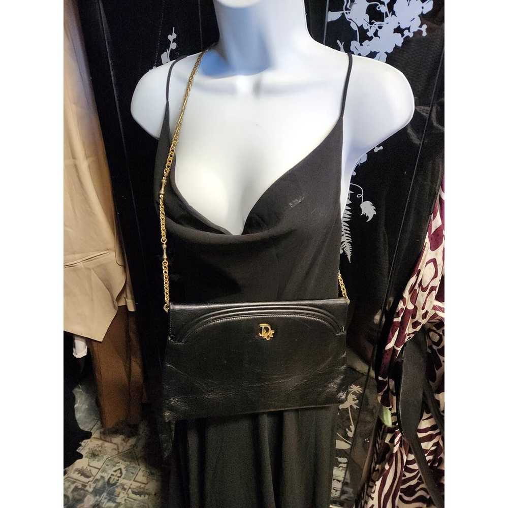 Christian Dior Vintage Black Leather Shoulder Bag - image 6