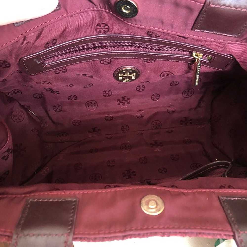 TORY BURCH Ella Tote Burgundy Quilted Handbag - image 11