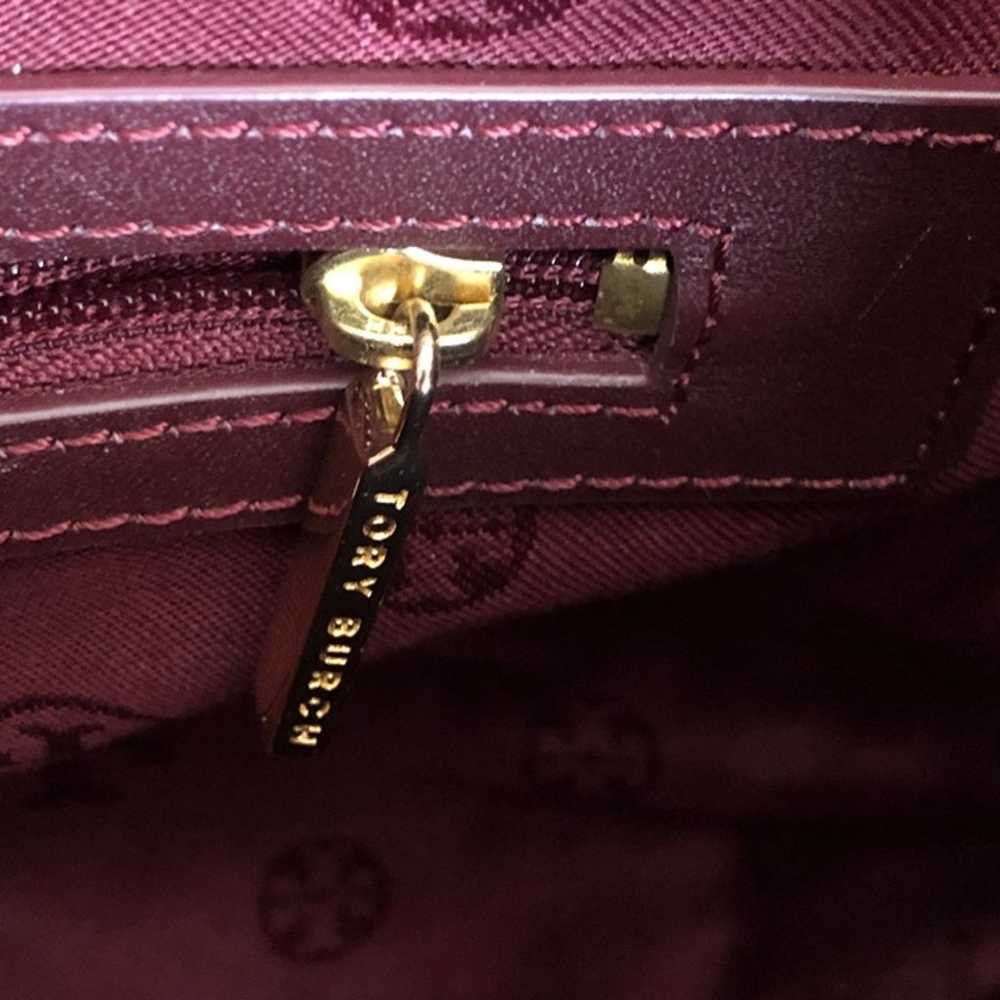 TORY BURCH Ella Tote Burgundy Quilted Handbag - image 12