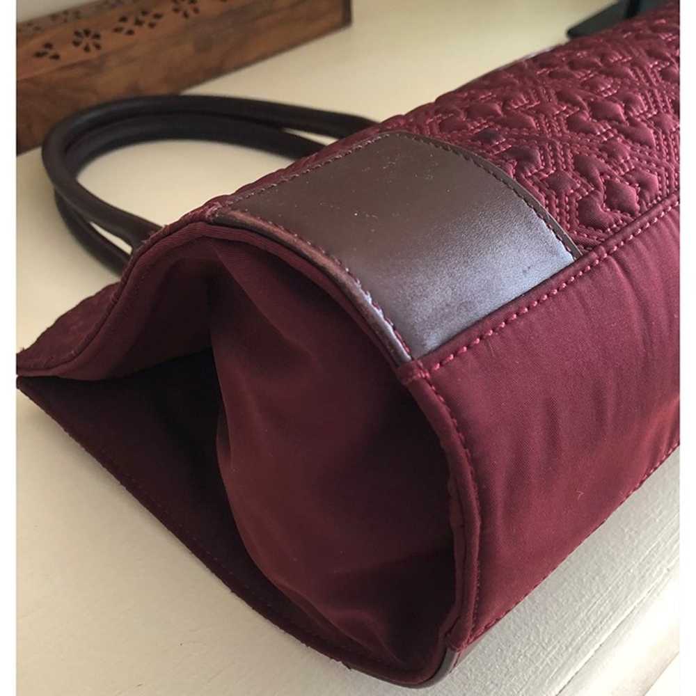 TORY BURCH Ella Tote Burgundy Quilted Handbag - image 9