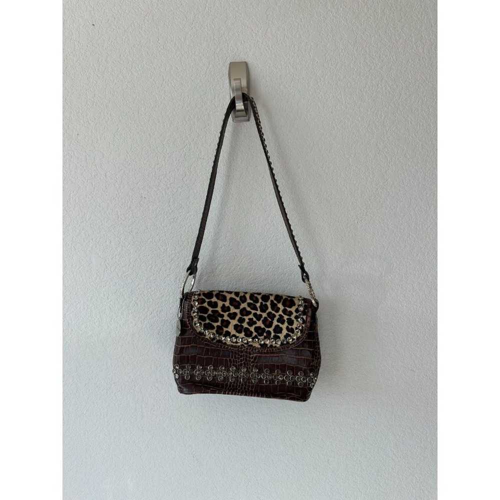 Raviani Studded Brown Chetah Print Crossbody Purse - image 1