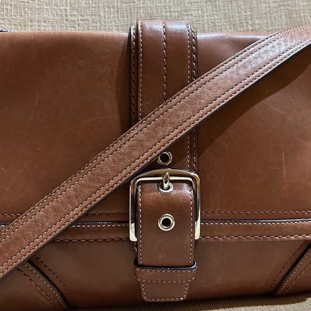 Vintage Coach Chestnut Leather Hampton Shoulder p… - image 1