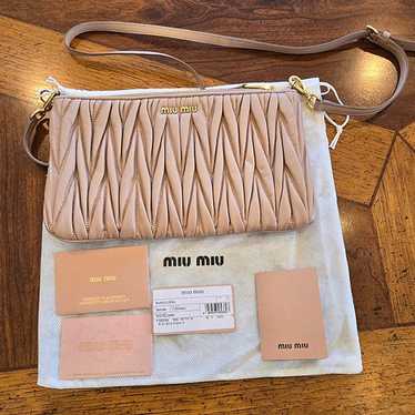 MIU MIU MUGHETTO MATELASSE LEATHER CROSSBODY BAG; - image 1