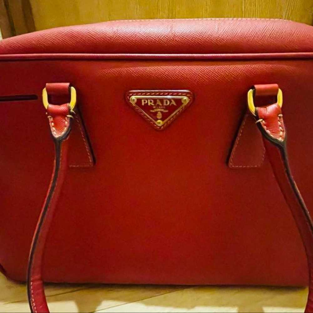 PRADA⭐️ Genuine Leather Shoulder Bag Square - Red - image 4