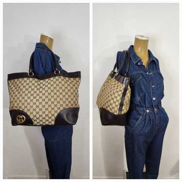 GUCCI GG Canvas Lovely Heart Tote Bag