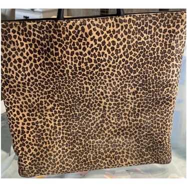 LOEWE Black Leopard Print Leather Hand Bag