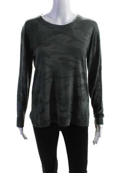 Splendid Womens Green Camouflaged Crew Neck Pullov