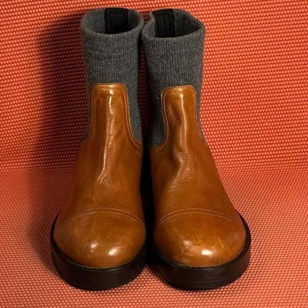 J. Crew Rib Cuff Ankle Italian Boots Leather Brow… - image 3