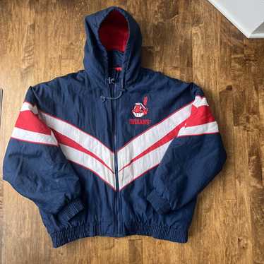 Cleveland Indians Pro Player Youth XL Puffer Coat MLB top Chief Wahoo Reversible Vtg