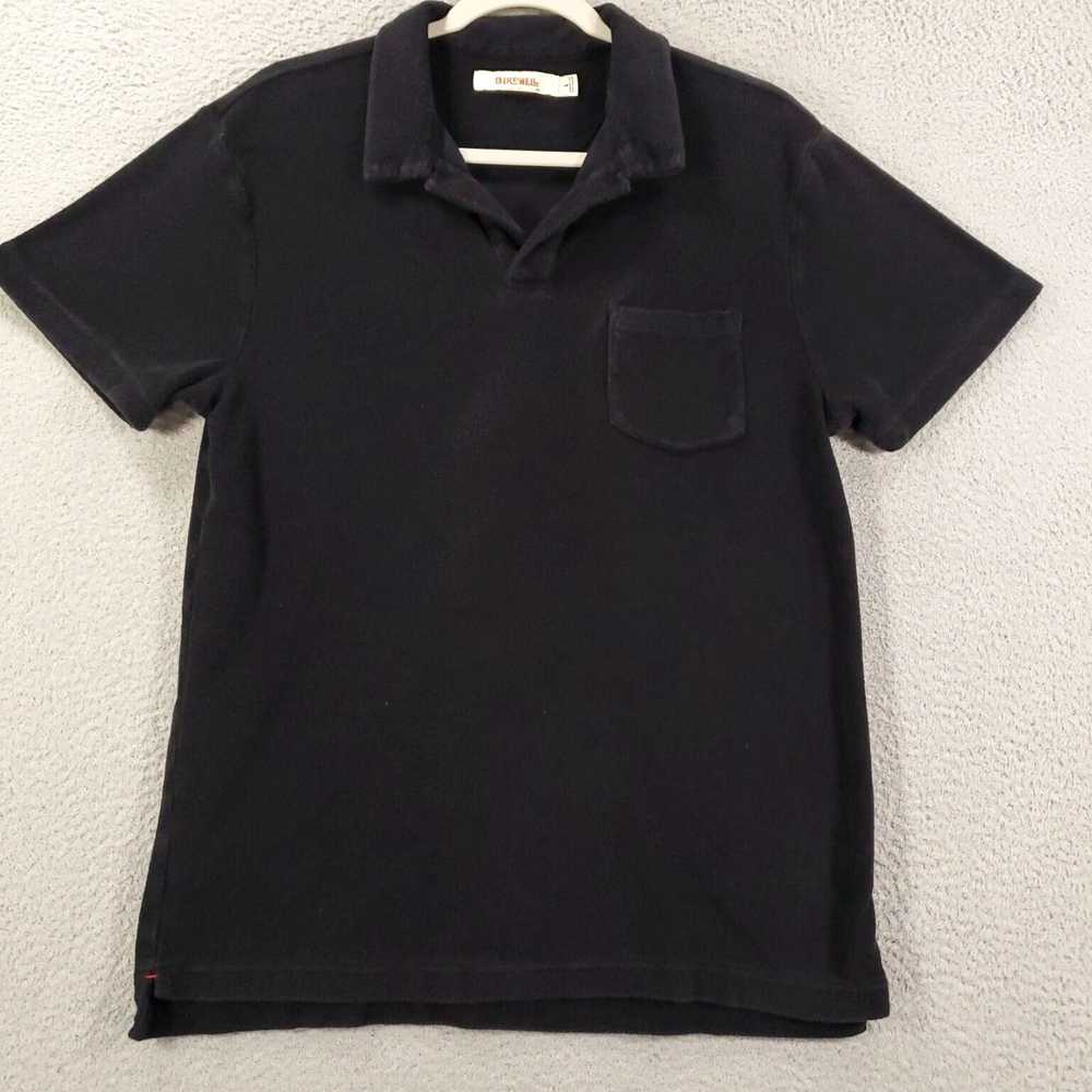 Vintage Classic Fit Black Terry Cloth Polo Short … - image 1