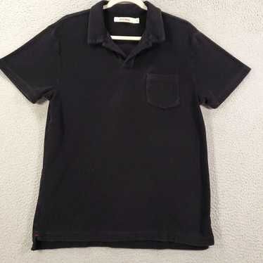 Vintage Classic Fit Black Terry Cloth Polo Short … - image 1