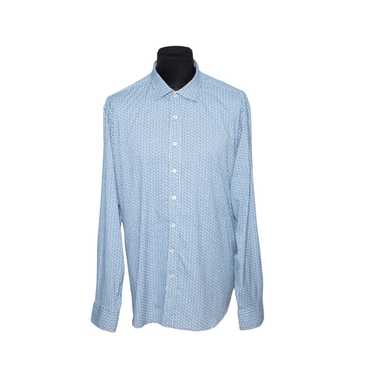 Bugatchi BUGATCHI Blue Geometric Long Sleeve Stret