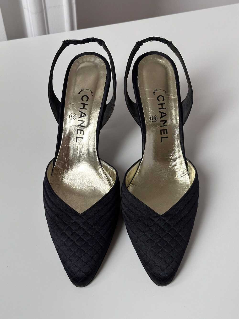 Chanel × Vintage CHANEL Satin Evening Slingback B… - image 2