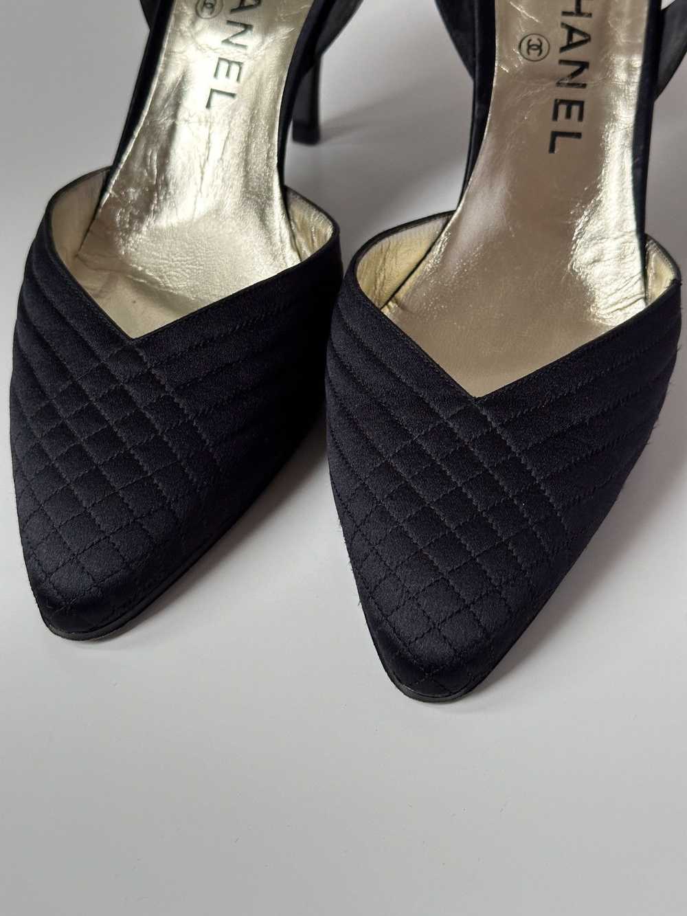 Chanel × Vintage CHANEL Satin Evening Slingback B… - image 3