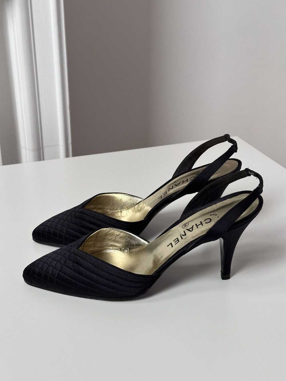 Chanel × Vintage CHANEL Satin Evening Slingback B… - image 5