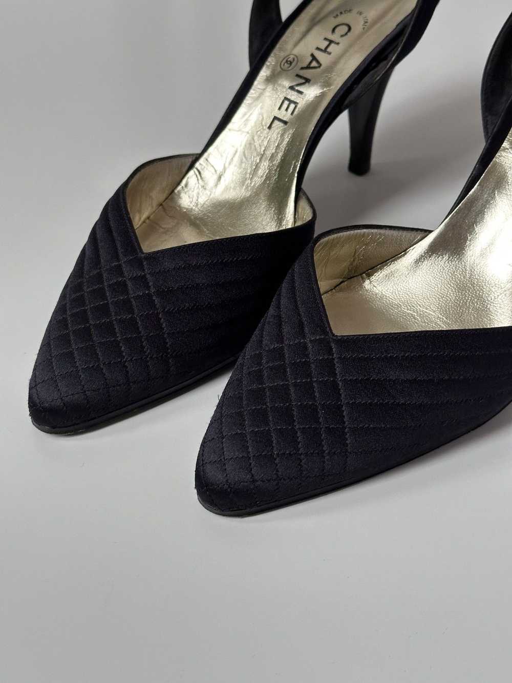 Chanel × Vintage CHANEL Satin Evening Slingback B… - image 6