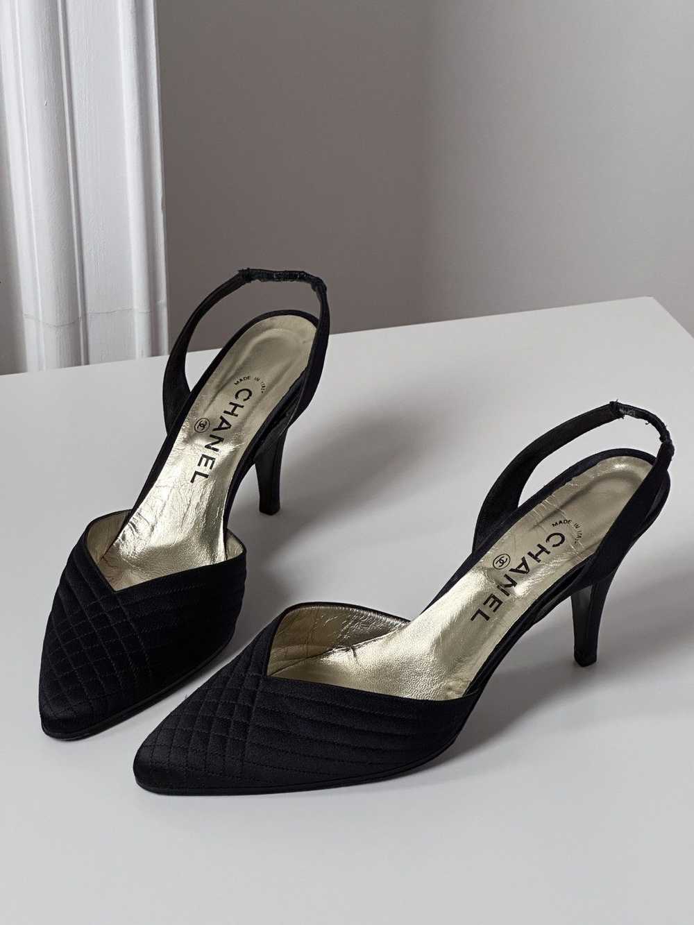 Chanel × Vintage CHANEL Satin Evening Slingback B… - image 7