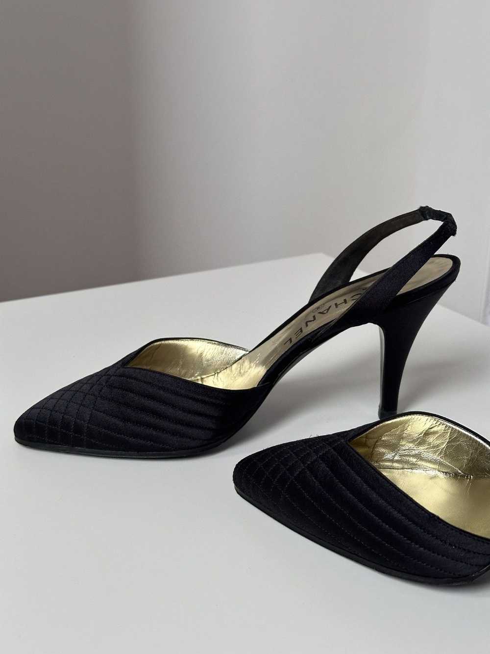 Chanel × Vintage CHANEL Satin Evening Slingback B… - image 9