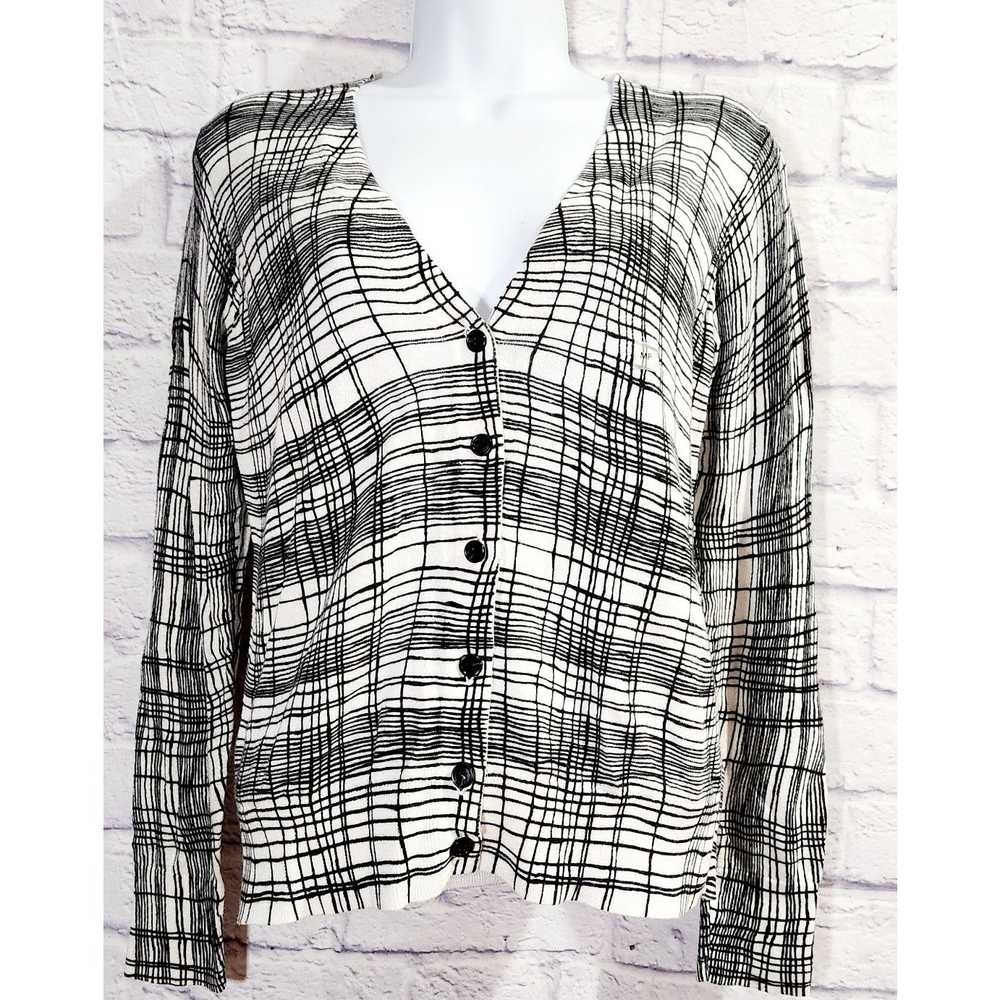 Other Loft White Black Plaid Button Up Cardigan S… - image 1