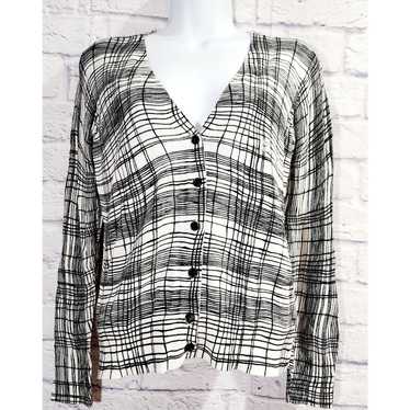 Other Loft White Black Plaid Button Up Cardigan S… - image 1