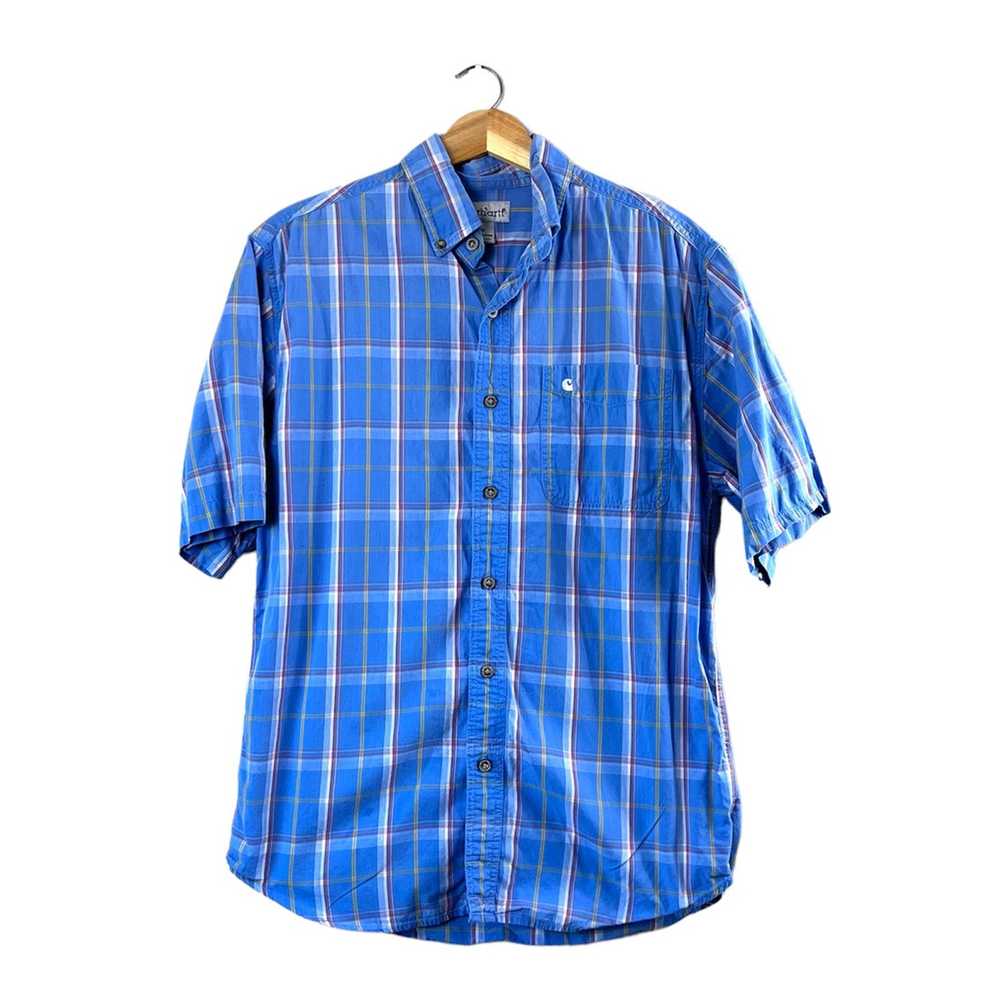 Carhartt Men's Blue Plaid Short Sleeve Carhartt B… - image 1