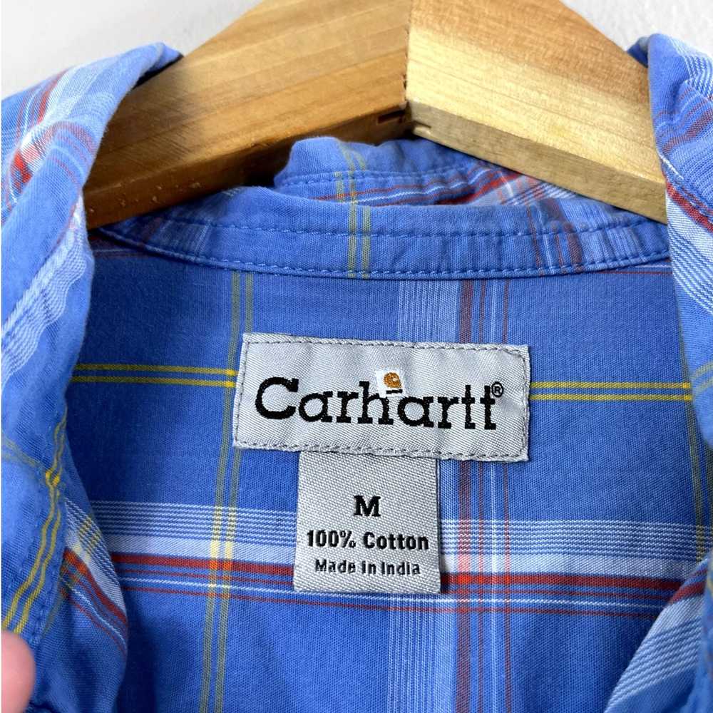 Carhartt Men's Blue Plaid Short Sleeve Carhartt B… - image 2