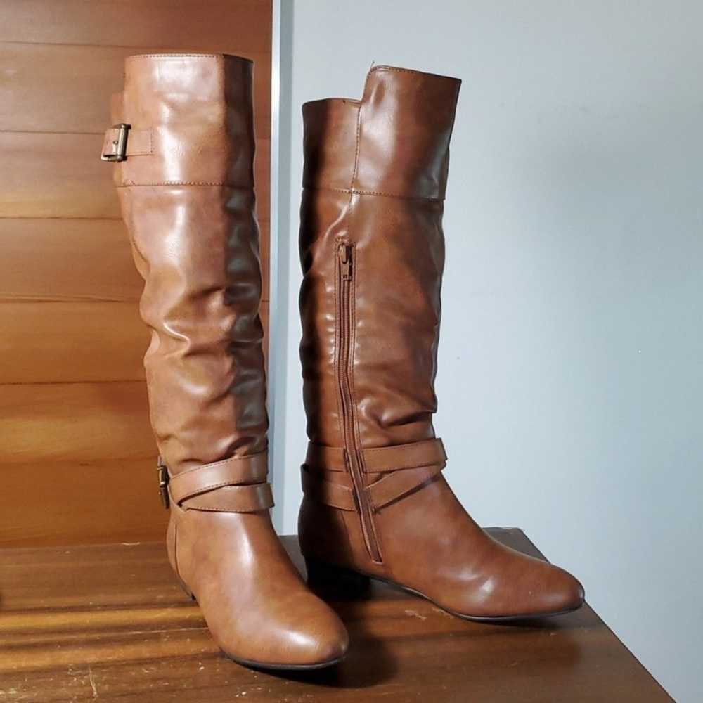 Material Girl Size 7.5 Boots Over Knee Riding Fla… - image 1