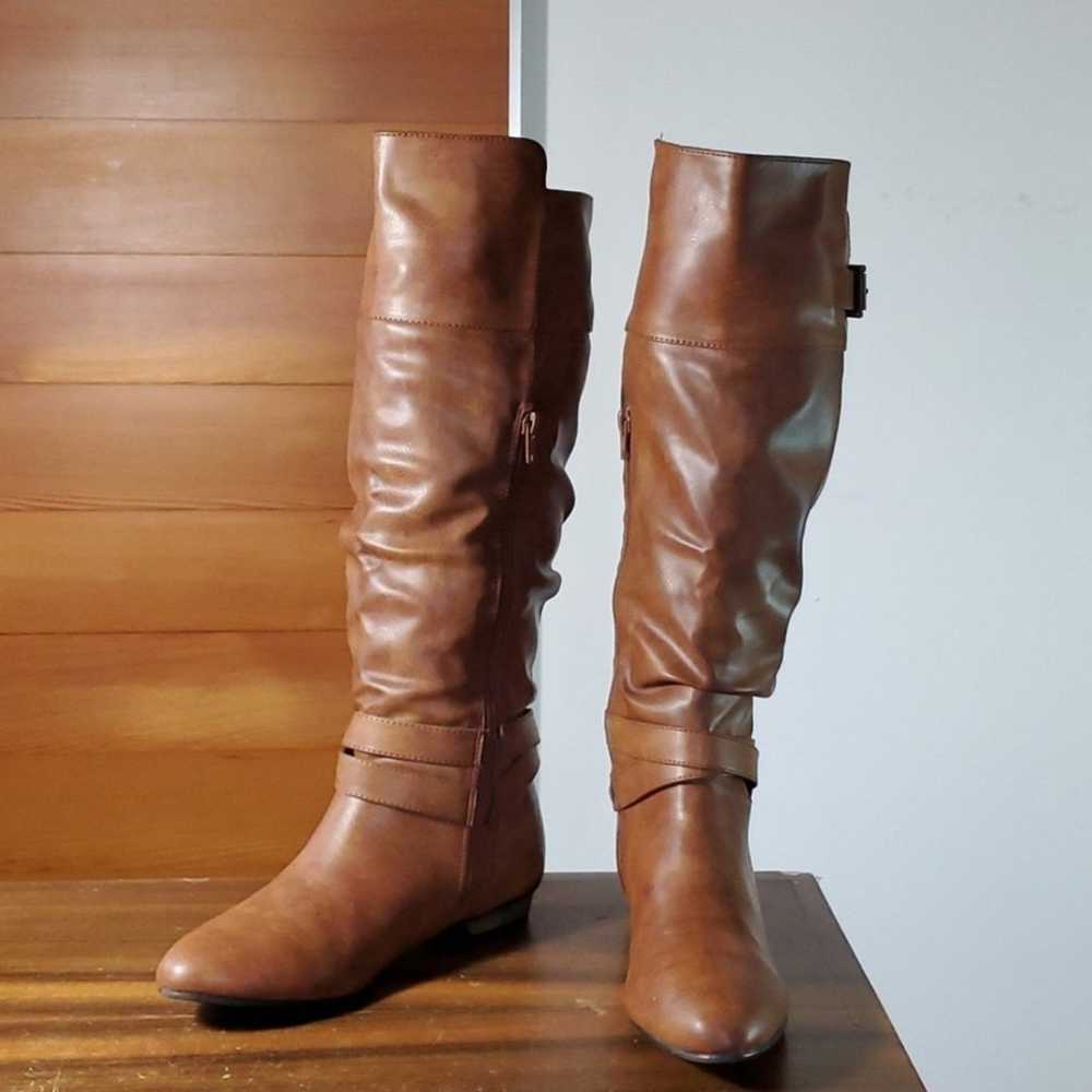 Material Girl Size 7.5 Boots Over Knee Riding Fla… - image 2