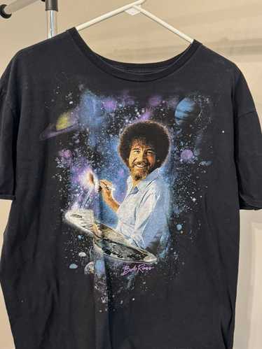 Streetwear × Vintage Bob Ross T-shirt Black Galaxy