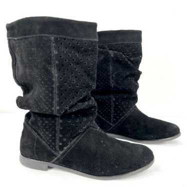 Toms Serra Black Suede Leather Lazer Cut Perforat… - image 1