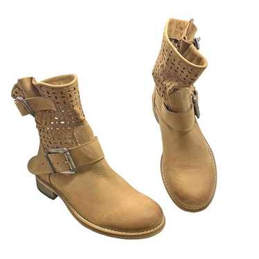 Piranha Beige Nubuck Perforated Moto Handmade in … - image 1