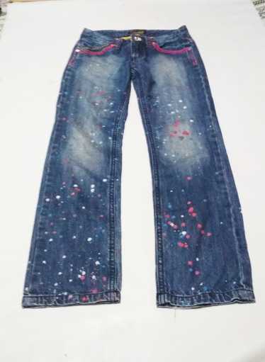 Other Rare.. LB 03 paint pattern blue denim jeans