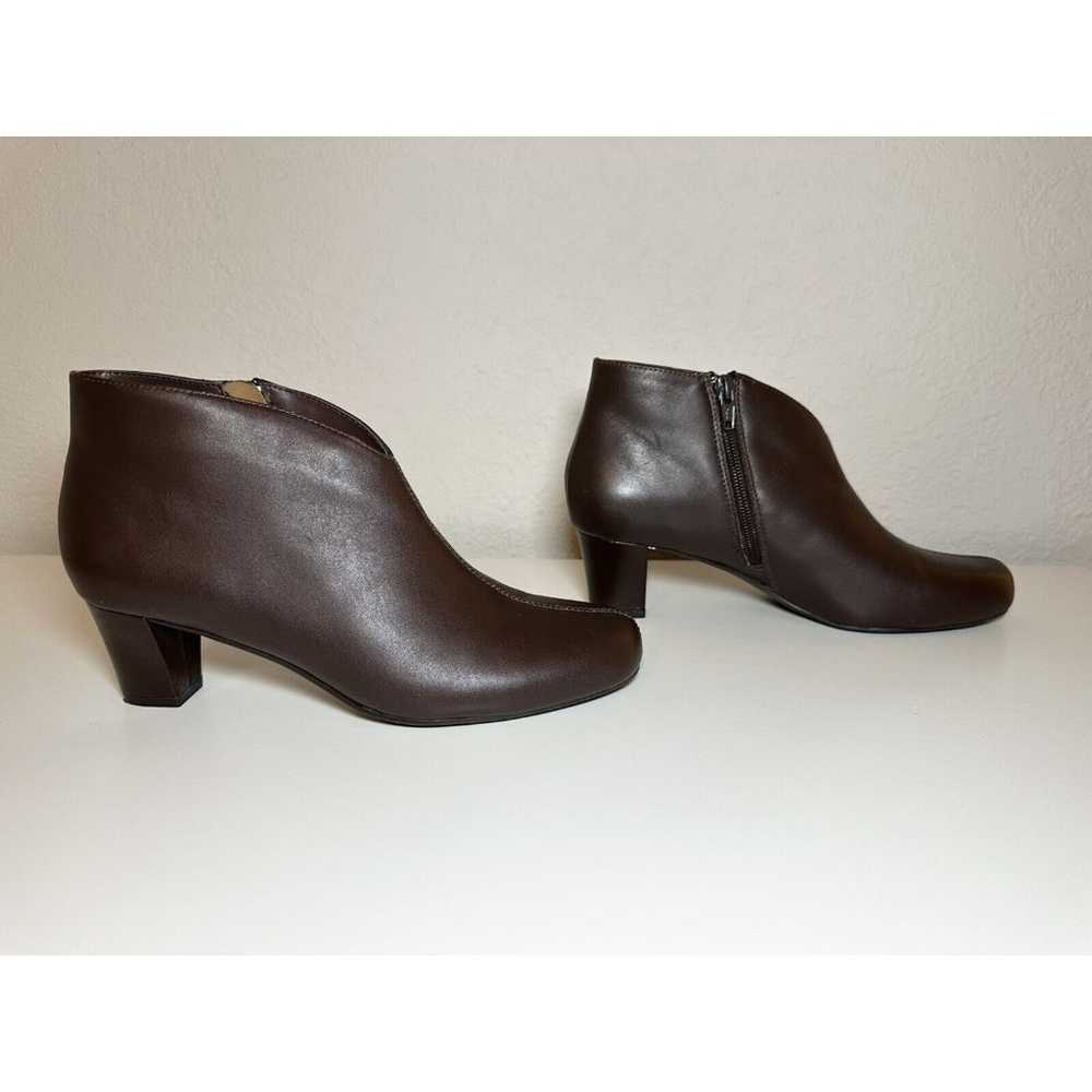 David Tate Fame Brown Leather Block Heel Ankle Bo… - image 3