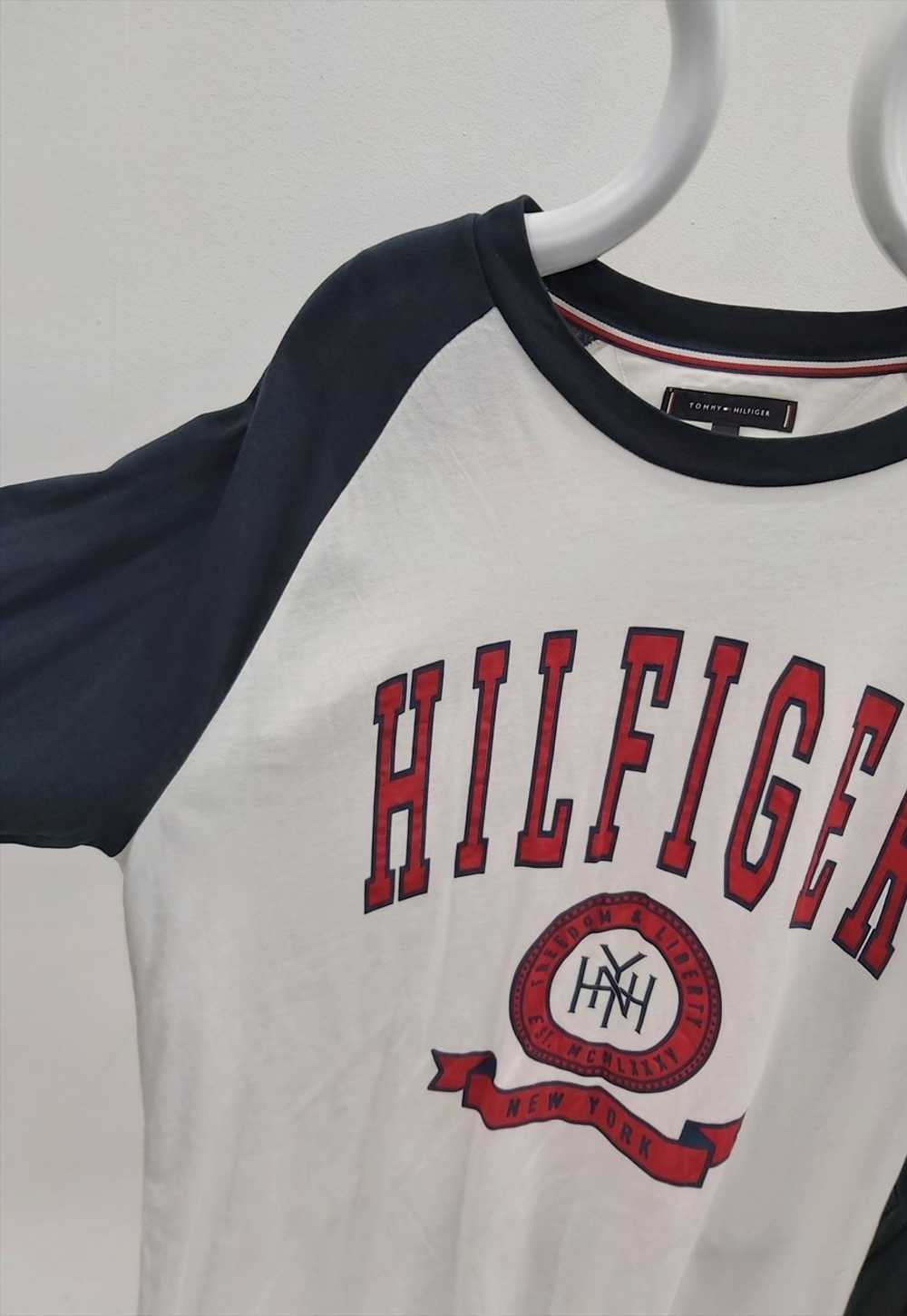 00s Tommy Hilfiger Baseball T-Shirt White Navy - image 3