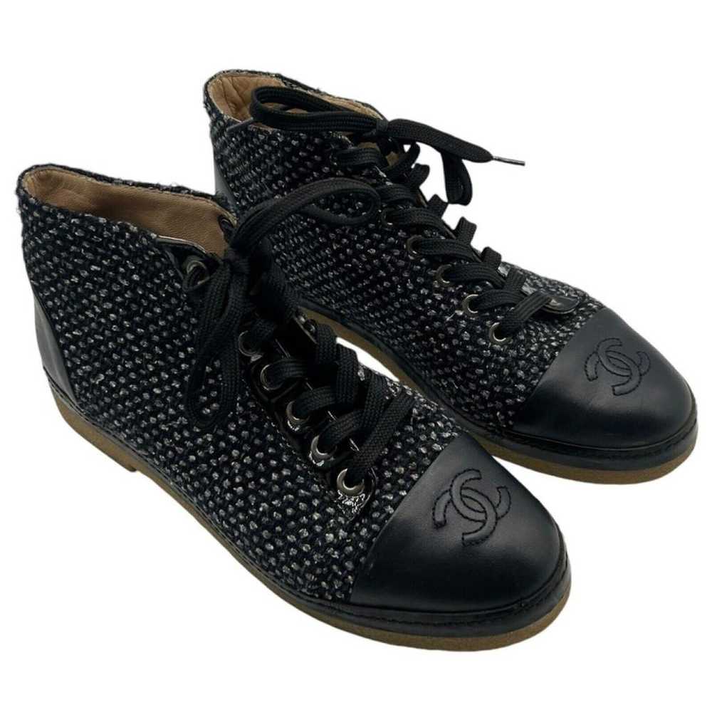 Chanel Tweed lace up boots - image 2