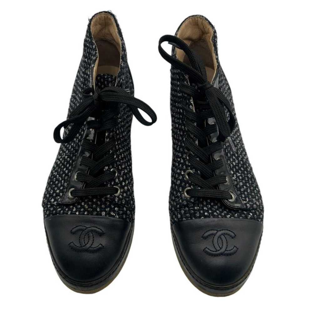 Chanel Tweed lace up boots - image 7