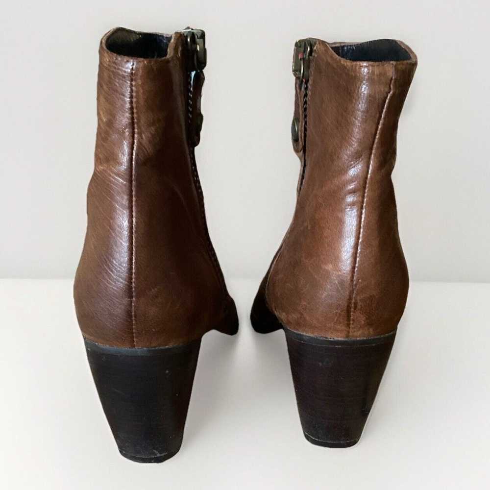 Stuart Weitzman Brown Cognac Leather Ankle Boots … - image 2